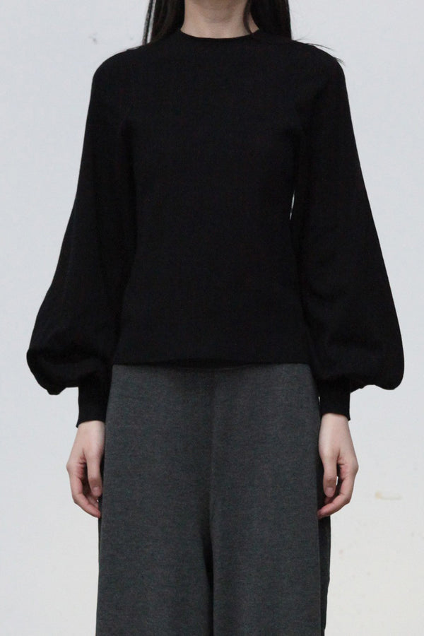 SWAYING/KNIT profile cuffed long-sleeved slim pullover SW24RE1T10 black PS11